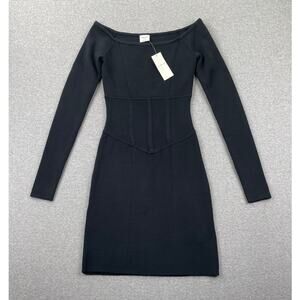 Abercrombie & Fitch Dress Small Tall Black Off-The-Shoulder Corset Mini Knit